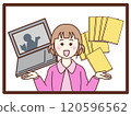 Distance learning materials and a motivated young woman 120596562