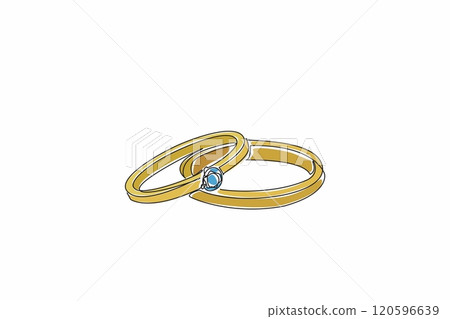 Single one line drawing two stacked rings. Lying in the room. Surprise gift for the beloved wife. The luxury of diamonds. Sweetheart. National Spouses Day. Continuous line design graphic illustration Single one line drawing two stacked rings. Lying in the room. Surprise gift for the beloved wife. The luxury of diamonds. Sweetheart. National Spouses Day. Continuous line design graphic illustration 120596639