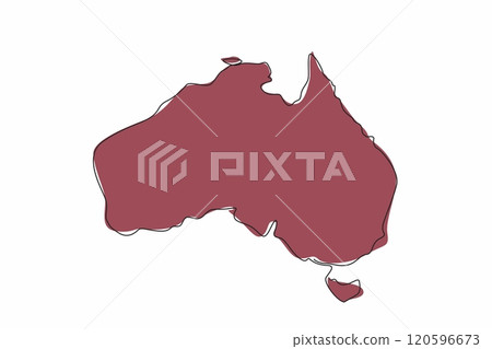 Continuous one line drawing map of Australia continent. Countries located in the southern hemisphere. Famous for its unique flora and fauna. Australia Day. Single line draw design vector illustration 120596673