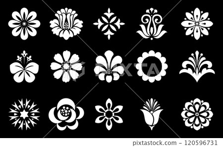 Flower icons set. Isolated elements for design. Vector graphics. 120596731