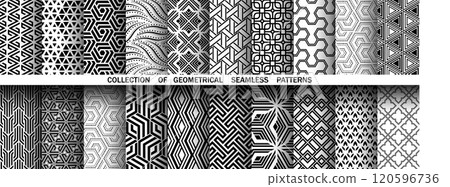 Geometric set of seamless black and white... - Stock Illustration ...