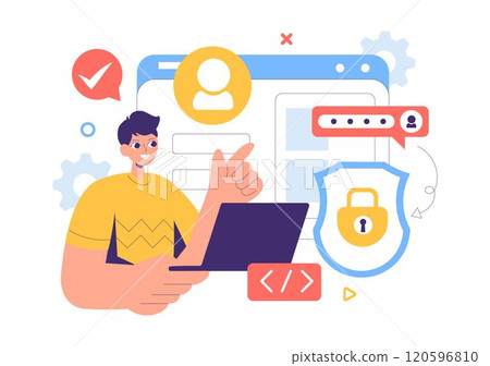 Cyber Security Vector Illustration of Data Protection, Safety Measures, and Secure Systems for Networks, Internet, and Backup Servers in a Background Cyber Security Vector Illustration of Data Protection, Safety Measures, and Secure Systems for Networks, Internet, and Backup Servers in a Background 120596810