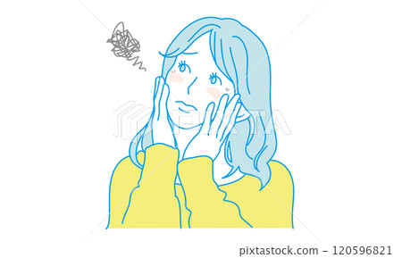 患有臉部皮膚問題的女性的簡單說明 120596821