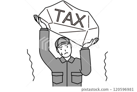 Mechanic in overalls struggling with tax hike Mechanic in overalls struggling with tax hike 120596981