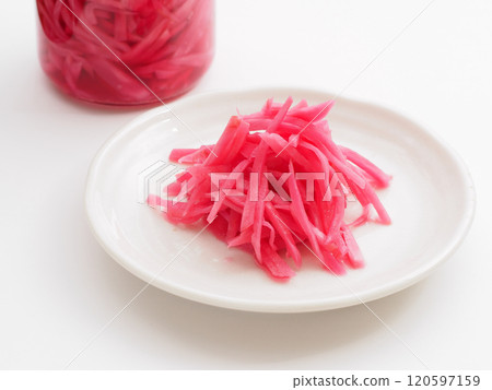 Pickled ginger on a white plate 120597159