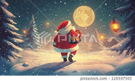 Santa Claus walking in the snow Santa Claus walking in the snow 120597505