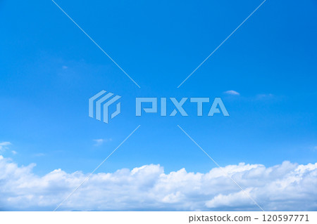Blue sky with clouds at the bottom background material background frame 120597771