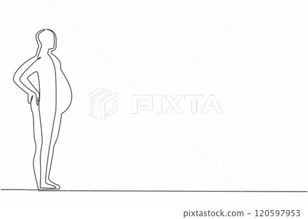 Continuous one line drawing silhouette of a slim body man inside a fat body silhouette. Dream of having an ideal body. More exercise. World Obesity Day. Single line draw design vector illustration 120597953
