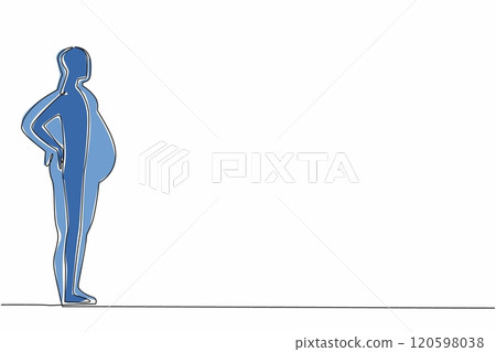 Continuous one line drawing silhouette of a slim body man inside a fat body silhouette. Dream of having an ideal body. More exercise. World Obesity Day. Single line draw design vector illustration Continuous one line drawing silhouette of a slim body man inside a fat body silhouette. Dream of having an ideal body. More exercise. World Obesity Day. Single line draw design vector illustration 120598038