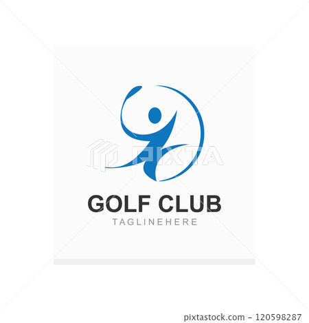 Golf player logo sport simple and modern creative design template illustration 120598287