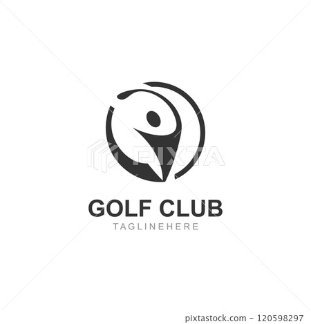 Golf player logo sport simple and modern creative design template illustration 120598297