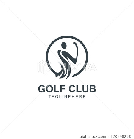 Golf player logo sport simple and modern creative design template illustration 120598298