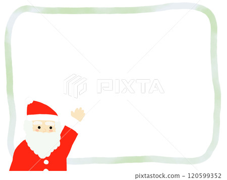 可愛的聖誕老人舉手的框架插圖 120599352