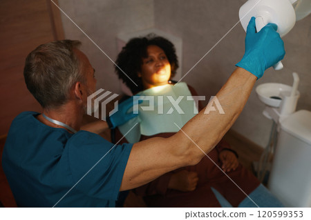 Inspecting Patient Teeth with Dental Equipment 120599353