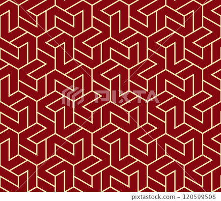Abstract geometric pattern. A seamless vector background. Golden and red ornament. Graphic modern pattern. Simple lattice graphic design 120599508