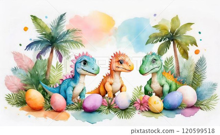 Dinosaur baby kids watercolor image illustration material 120599518