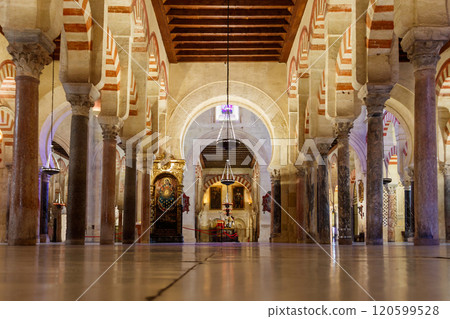 Interior of the Great Mosque-Cathedral, also called the Mezquita in Cordoba, Andalusia, Spain Interior of the Great Mosque-Cathedral, also called the Mezquita in Cordoba, Andalusia, Spain 120599528