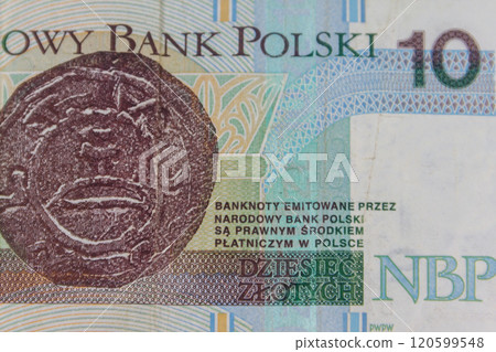 Macro shot of ten polish zloty banknote Macro shot of ten polish zloty banknote 120599548
