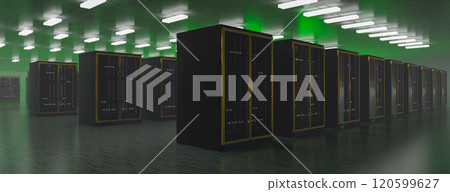 Server. Room servers data center. Backup, mining, hosting, mainframe, farm and computer rack with storage information. Server room data center. 3d render 120599627