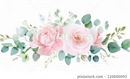 框架玫瑰花水彩手繪紋理背景插畫素材 120600093