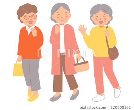 一組 3 名高級女性外出 120600191