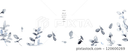 水彩。單色植物和植物向量插圖與水彩觸摸。植物的豪華圖像背景。單色植物 水彩。單色植物和植物向量插圖與水彩觸摸。植物的豪華圖像背景。單色植物 120600269