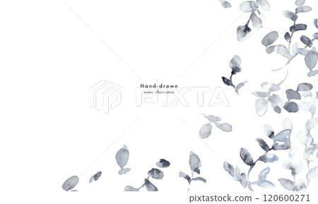 水彩。單色植物和植物向量插圖與水彩觸摸。植物的豪華圖像背景。單色植物 120600271