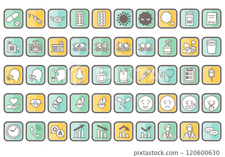 Cold, flu, hay fever, medical icon vector illustration set Hand washing, virus, doctor, sneeze Cold, flu, hay fever, medical icon vector illustration set Hand washing, virus, doctor, sneeze 120600630