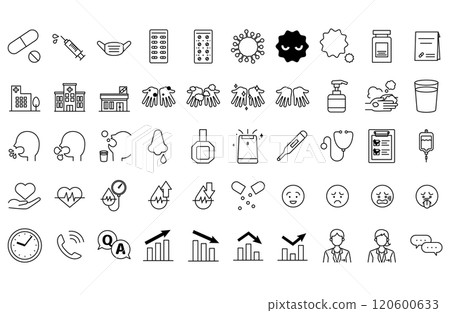 Cold, flu, hay fever, medical simple icon vector illustration set Hand washing Virus Cold, flu, hay fever, medical simple icon vector illustration set Hand washing Virus 120600633