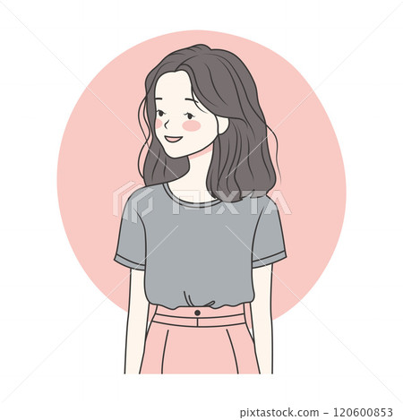 Cute Pretty Cheerful Teen Girl Cartoon Character Wearing Casual Clothes 120600853