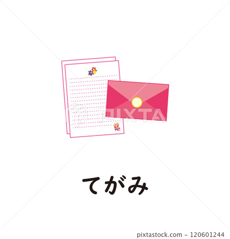 日語平假名系列 - 手紙平假名“te” 120601244