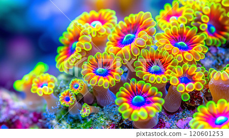 Underwater Macro Photography, Ultra Close-Up of Montipora SPS Coral Polyps 120601253