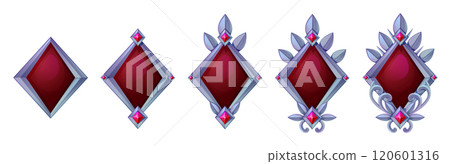 Ruby game level badges set isolated on white Ruby game level badges set isolated on white 120601316