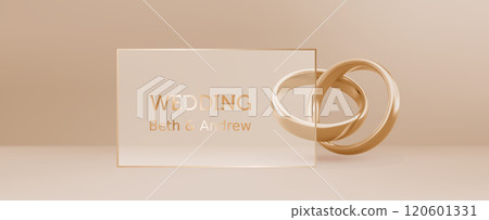 Wedding banner template with golden rings - Stock Illustration ...