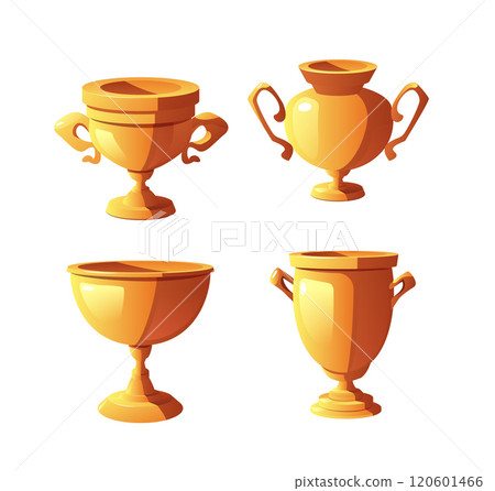 Award trophy gold cup vector icons set, champion glory, first place goblet award victory, game winner prize, achievement 120601466