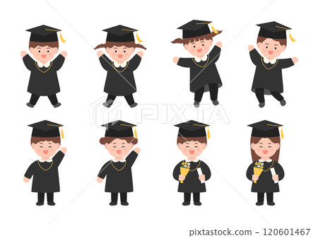 Vector illustration of elementary school graduates. 120601467