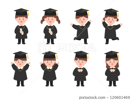 Vector illustration of elementary school graduates. Vector illustration of elementary school graduates. 120601469