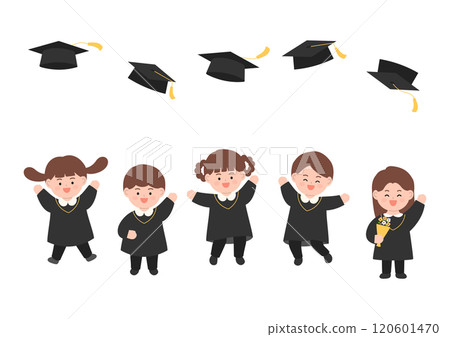 Vector illustration of elementary school graduates. Vector illustration of elementary school graduates. 120601470