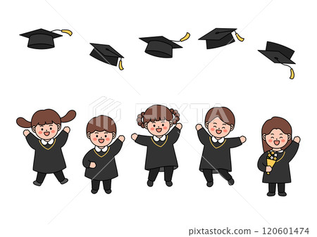 Vector illustration of elementary school graduates. 120601474