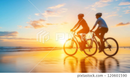 Blurred background, Two Hearts, One Journey, Discovering New Horizons Together on Bicycles 120601590