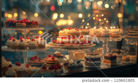 Cake shop show window Cake shop show window 120601805