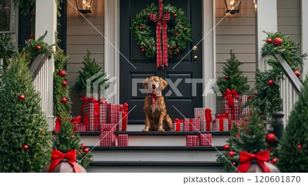 Christmas decorations and dogs 120601870