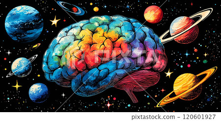 Abstract Brain Illustration, Symbolizing the Depth of Cognitive Processes and Creative Potential 120601927