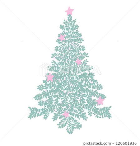 Beautiful Christmas tree stock illustration. Hand drawn Happy New Year fir tree with Xmas tree decorations. Clip art. Beautiful Christmas tree stock illustration. Hand drawn Happy New Year fir tree with Xmas tree decorations. Clip art. 120601936