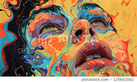 Saturated colors in this abstract piece paint a picture of exuberant joy and endless fun Saturated colors in this abstract piece paint a picture of exuberant joy and endless fun 120602002