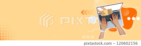 Creative design, a girl with a horn, on a bright background. 120602156