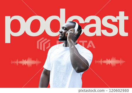 Creative design, on the topic of podcast, with space for text. 120602980