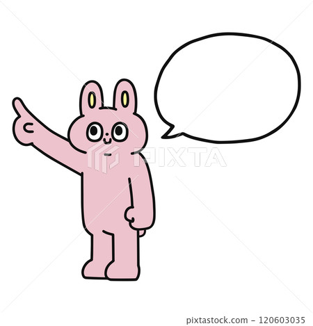 A funny rabbit pointing with a speech bubble 120603035