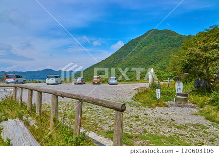 Parking lot of Akagi Park (Torii Pass) in Gunma prefecture in the summer and Komagatake area Parking lot of Akagi Park (Torii Pass) in Gunma prefecture in the summer and Komagatake area 120603106