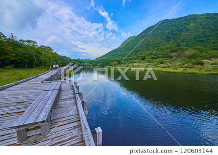 從群馬縣赤城公園的夏天Kamamanoki木路看Komagatake地區 120603144